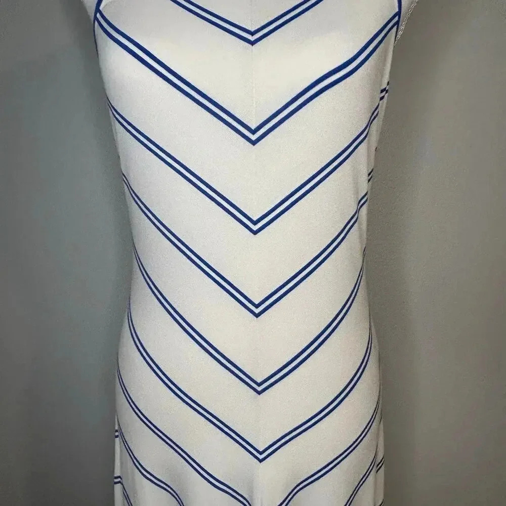 Ann Tayor NWT Blue and white halter maxi sundress size S - Picture 3 of 13